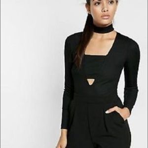 Express black jumpsuit w/cutout and mock chocker